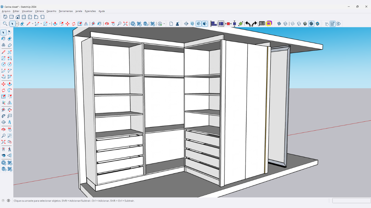 Estudo de Caso: Closet Duplo em "L" (Otimização Extrema)